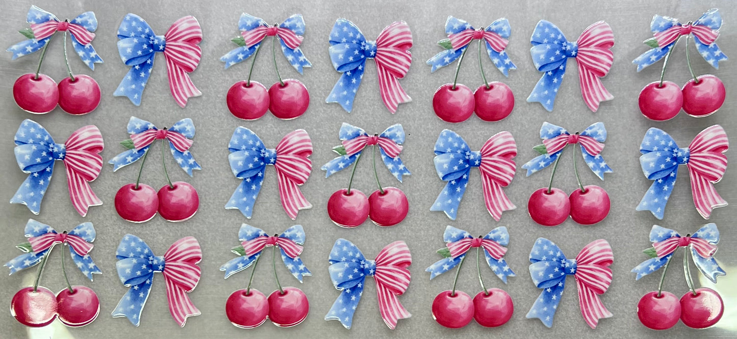 RWB Bows & Red Cherries✔️