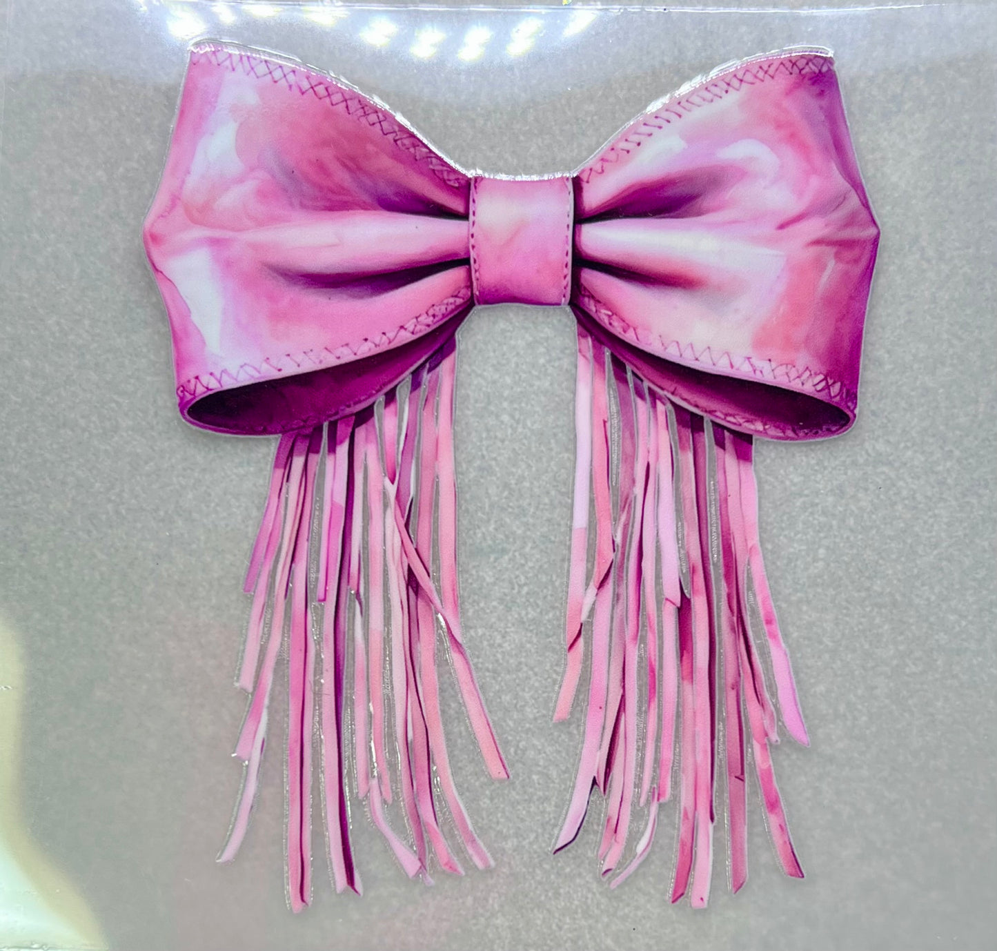 Pink Leather Fringe BOW✔️