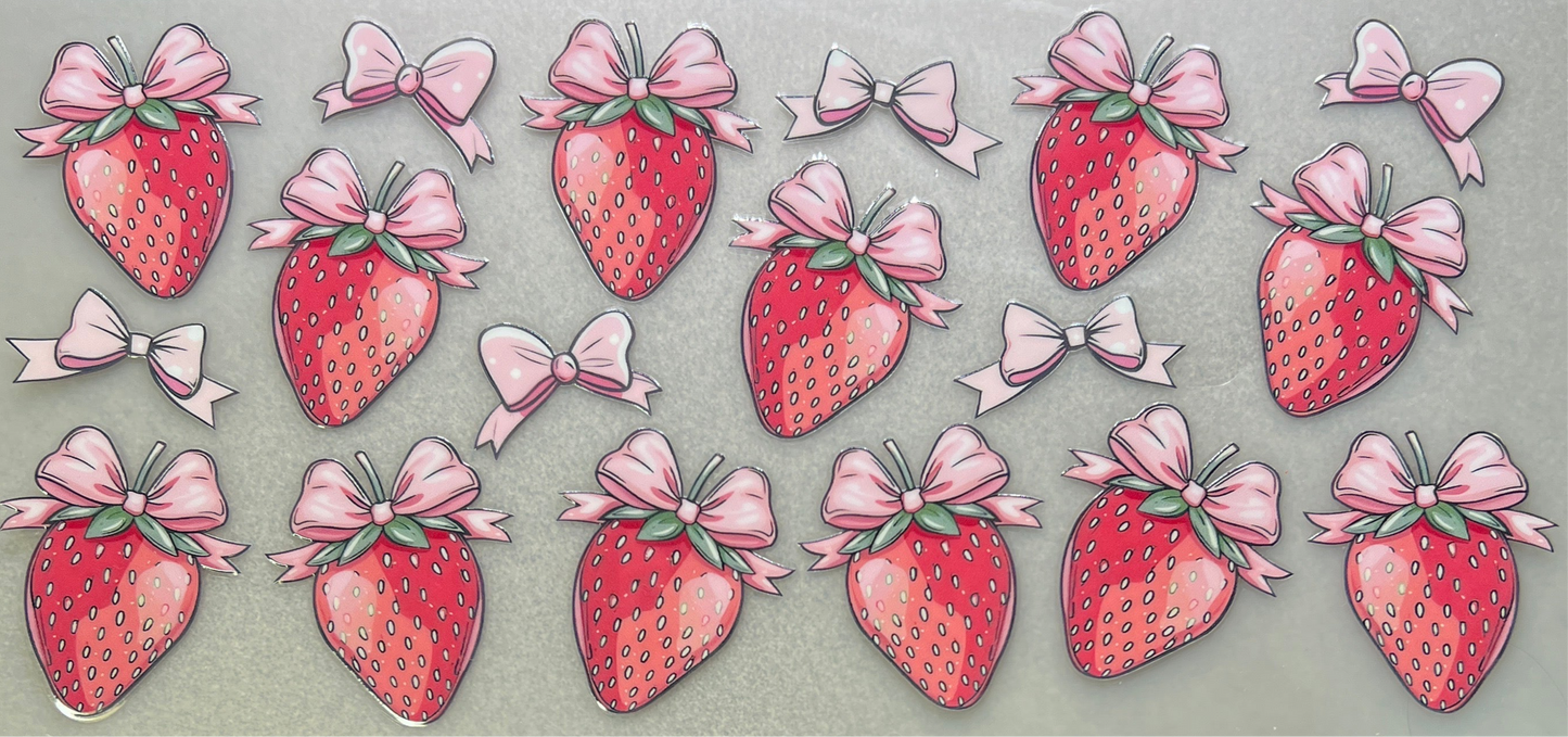 Strawberries & pink small bows✔️