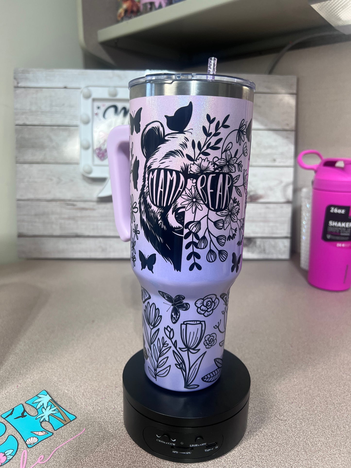 40 oz MAMA BEAR (purple fade)