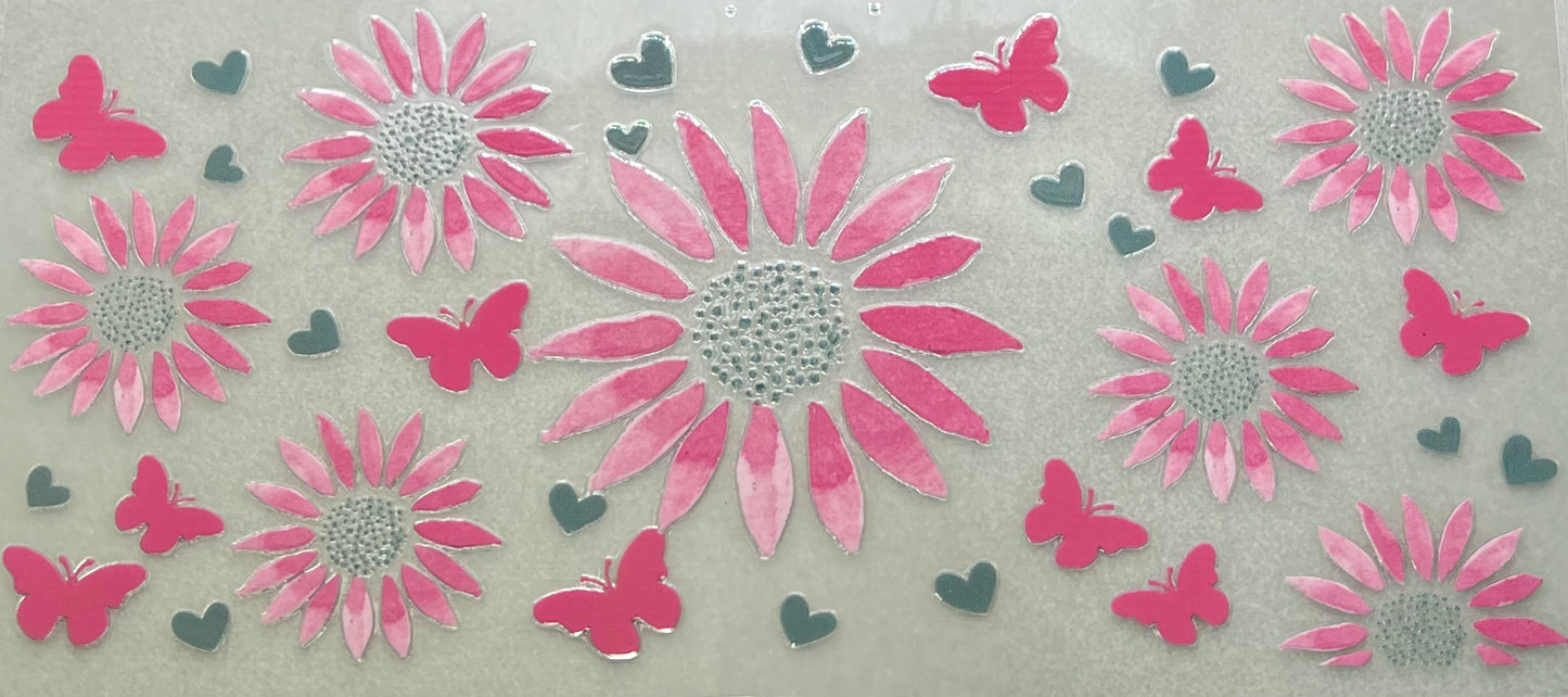Pink Sunflowers Tiny Butterflies✔️