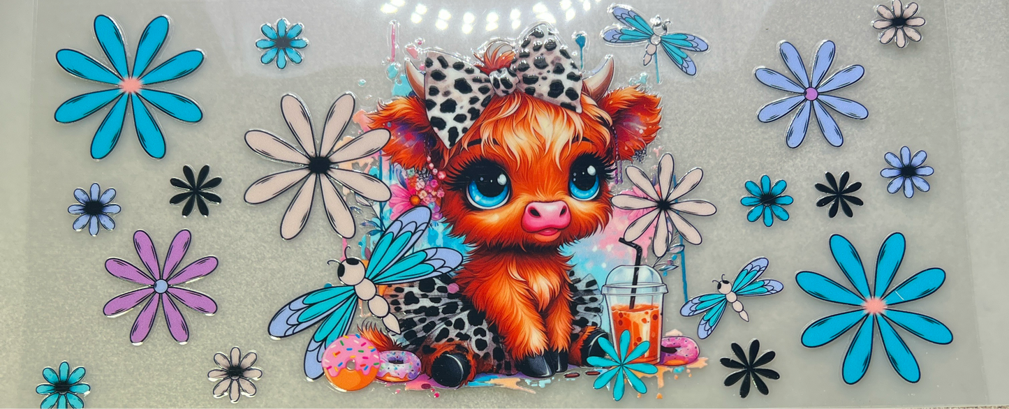 Baby cow, blue eyes, bow✔️