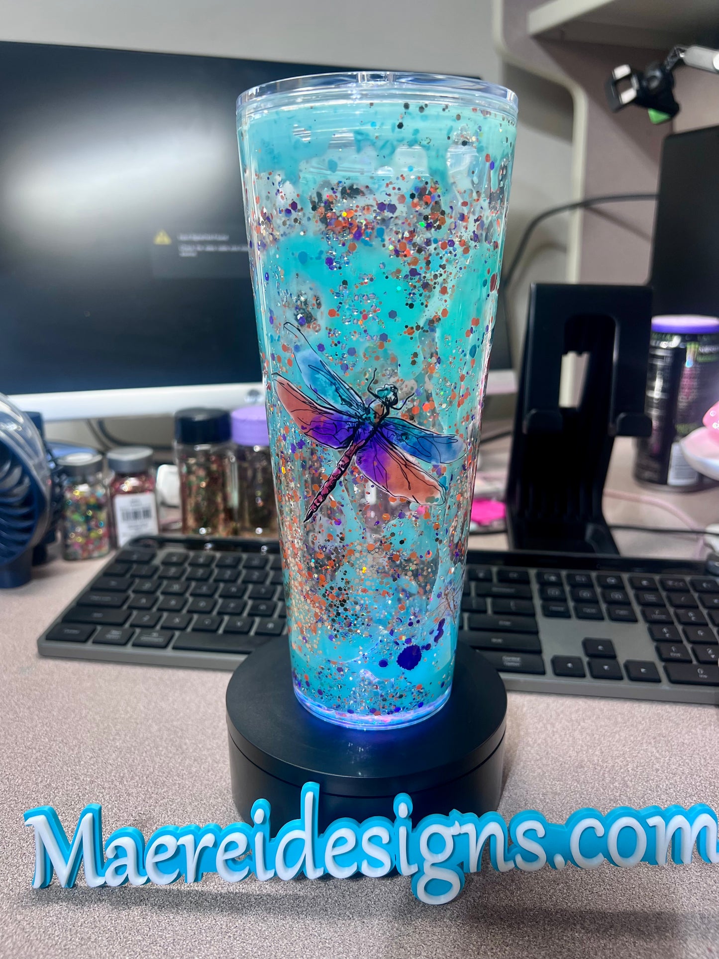 24 oz lava tumbler… “Dragonflies & Sparkles”