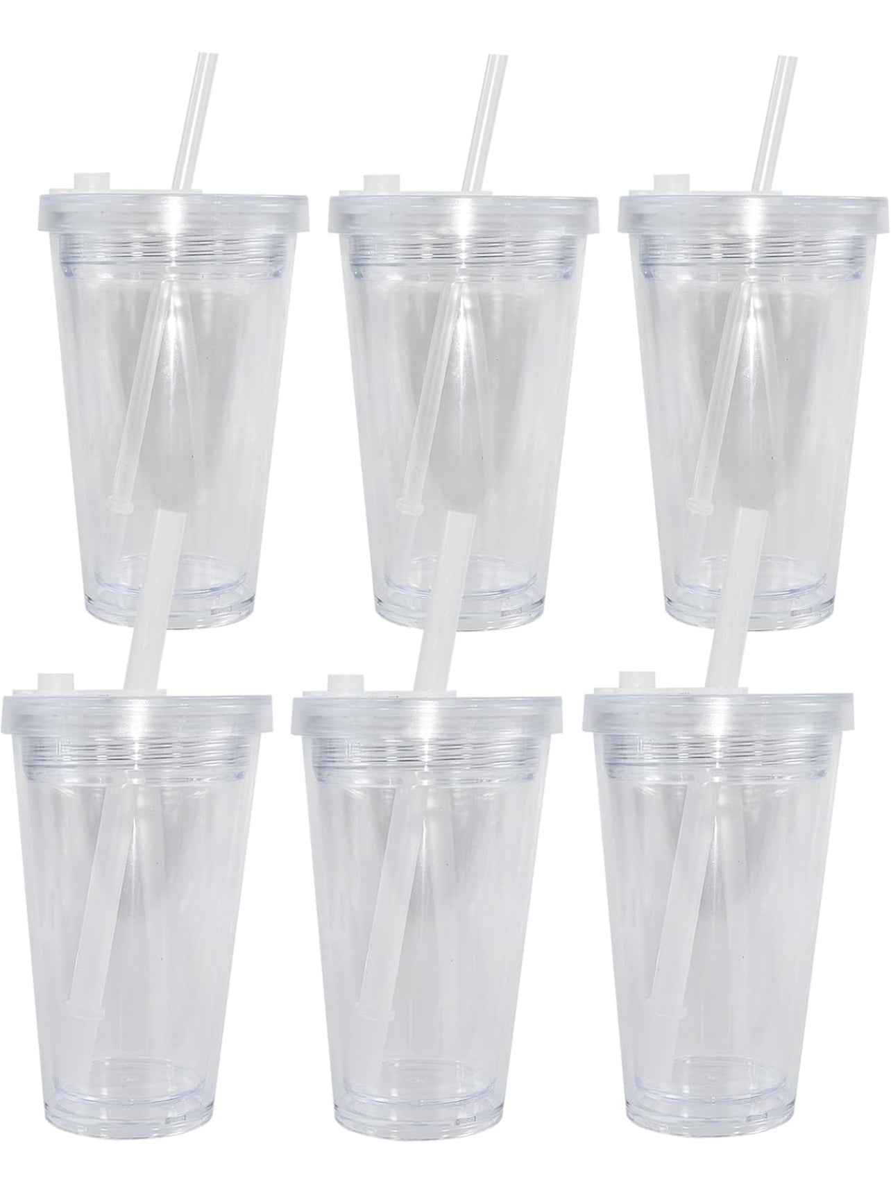 16 oz ACRYLIC clear tapered glitter globe tumbler with clear screw on lid