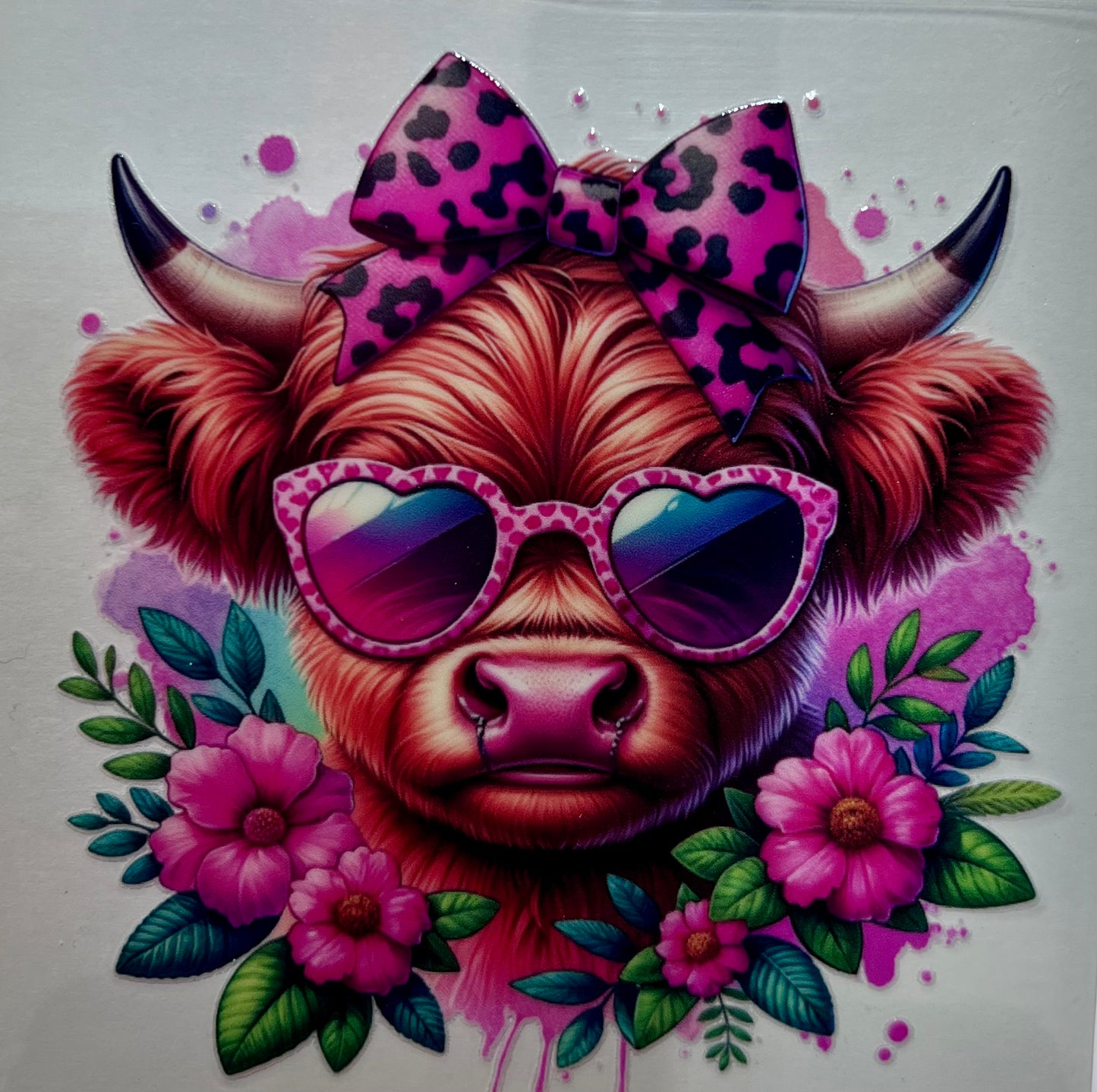 Floral pink Cow Decal✔️