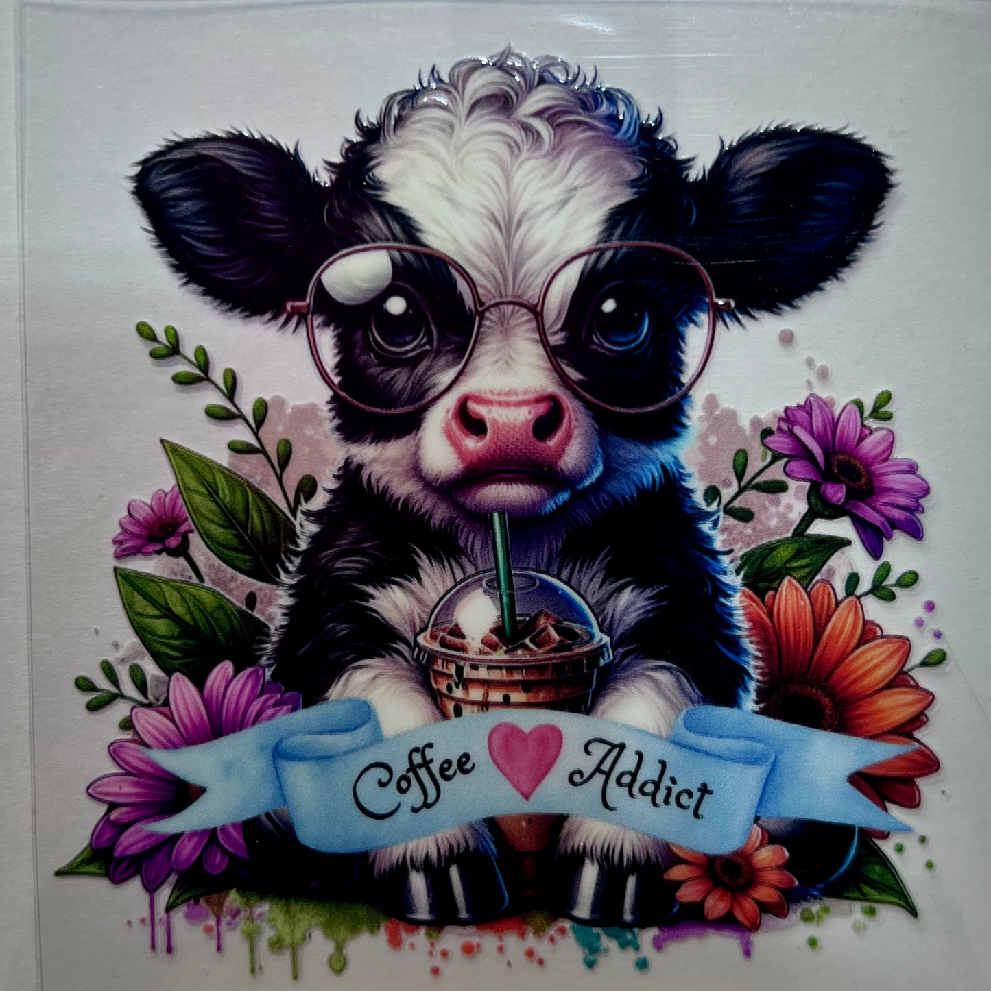 Coffee Addict Cow Decal✔️