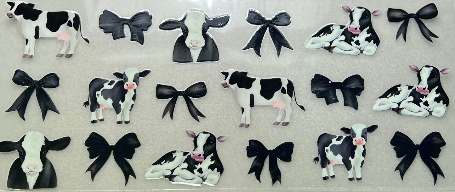 Blk/White COWS & Blk Bows Wrap