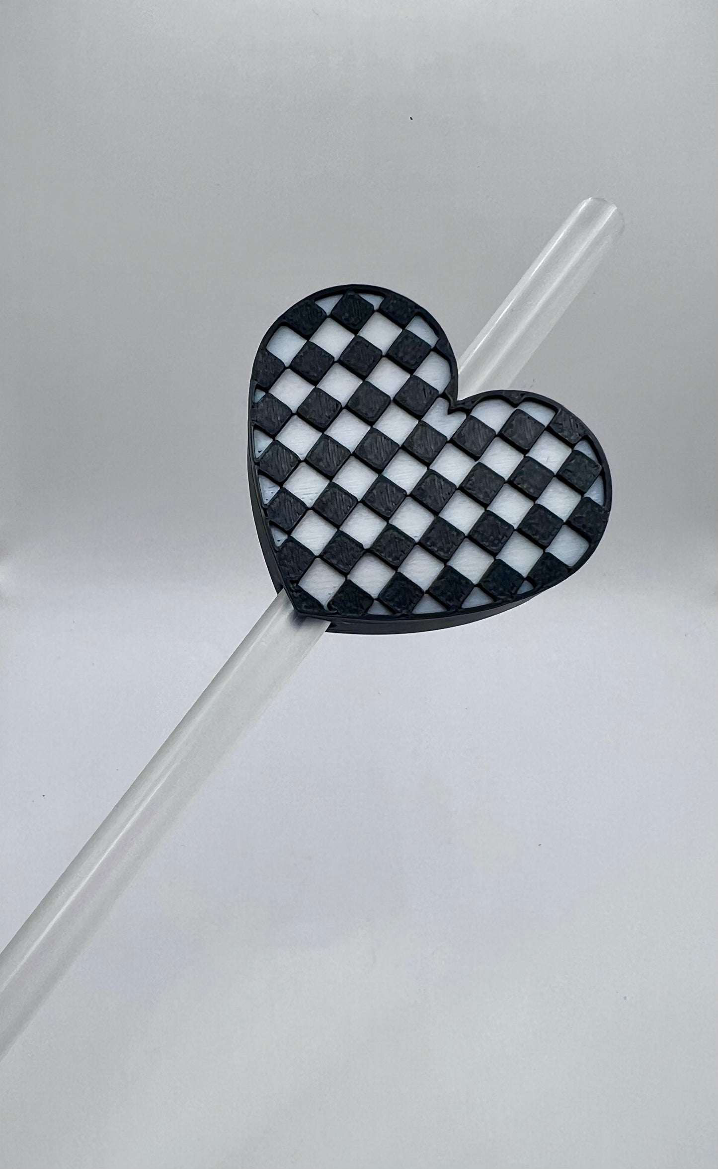 Blk/Wht Checked Heart (3D Printer)