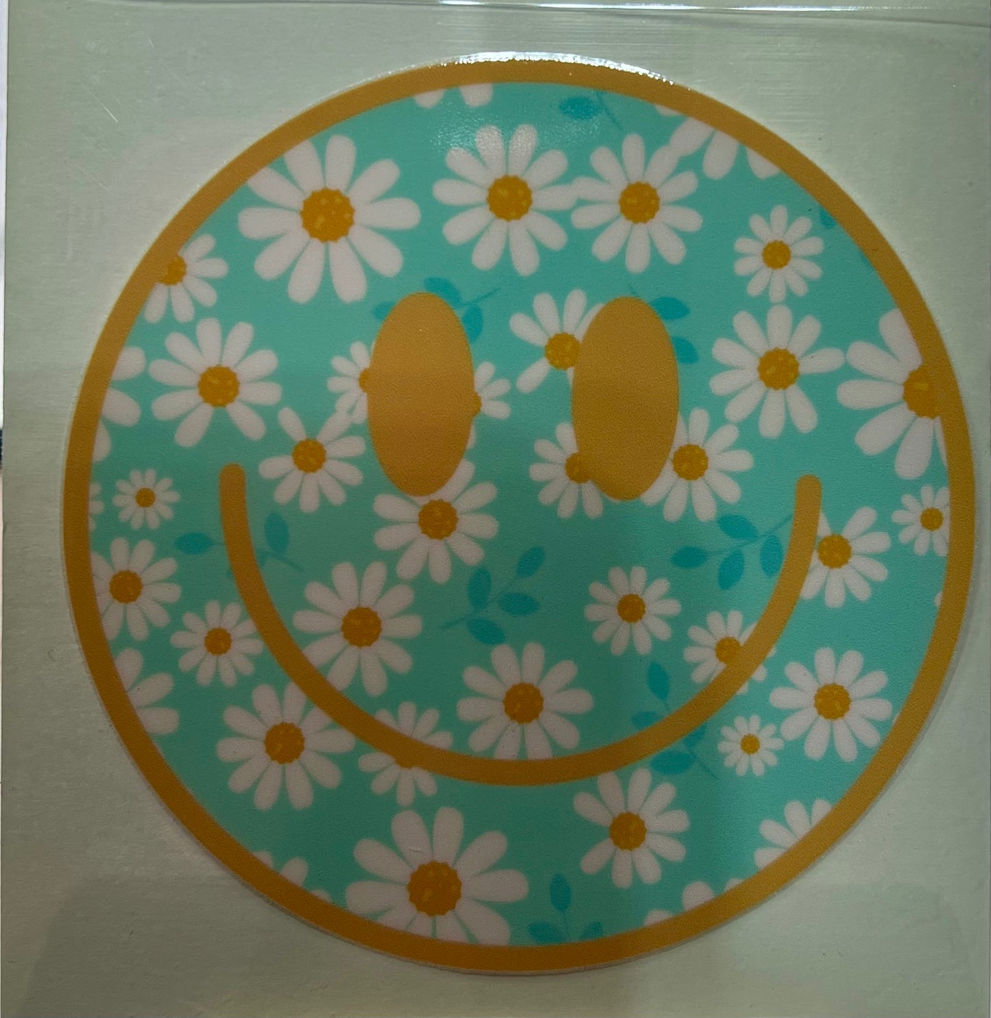 Smiley Yellow & Turquoise 4 in Decal✔️