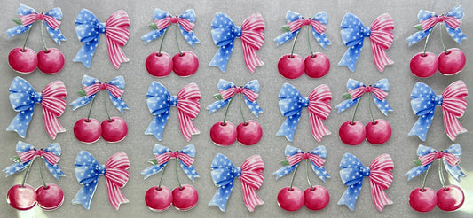 RWB Bows & Red Cherries