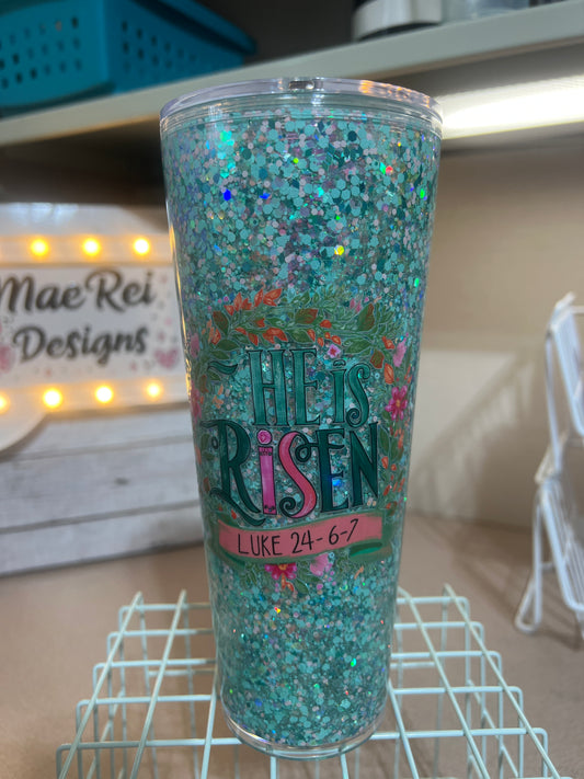 24 oz ACRYLIC suspended flow glitter globe