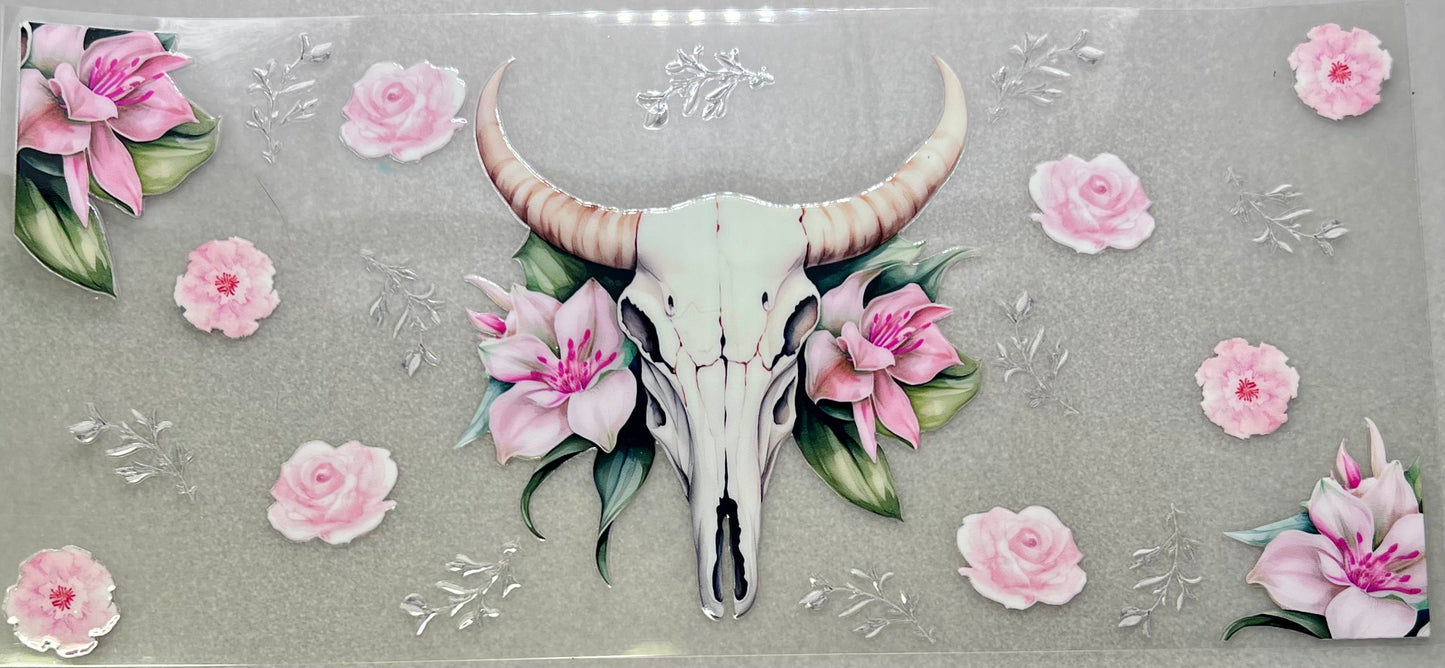Steer head and Pink flower