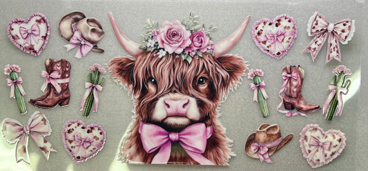 Highland Cow Pink Bow