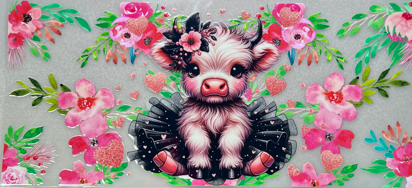H. Cow - blk tutu & pink florals✔️