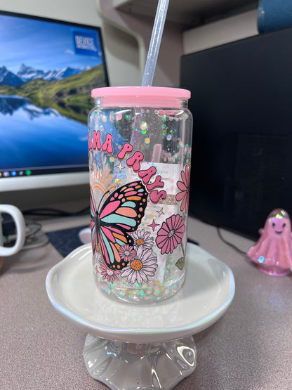 16 oz GLASS Suspended flow “This Mama Prays”