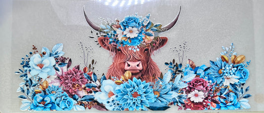 HIGHLAND COW - Blue florals✔️