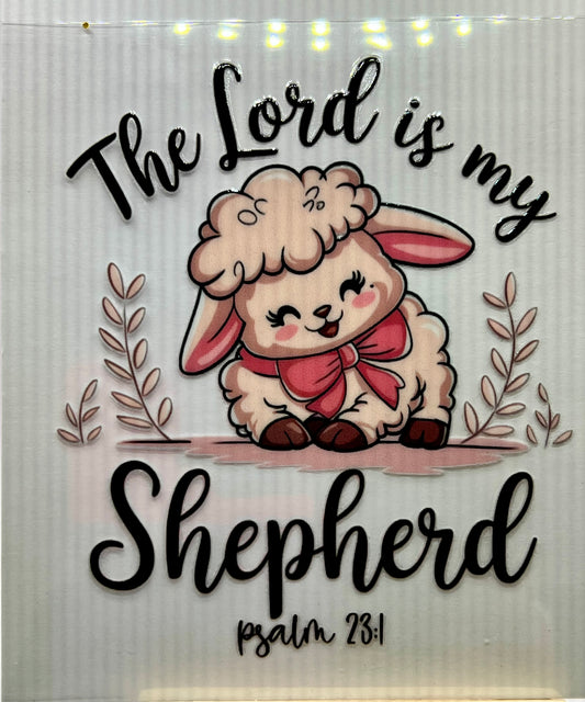 The Lord is my…..lamb pink bow