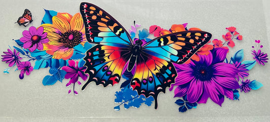 Rainbow Bfly & Flowers