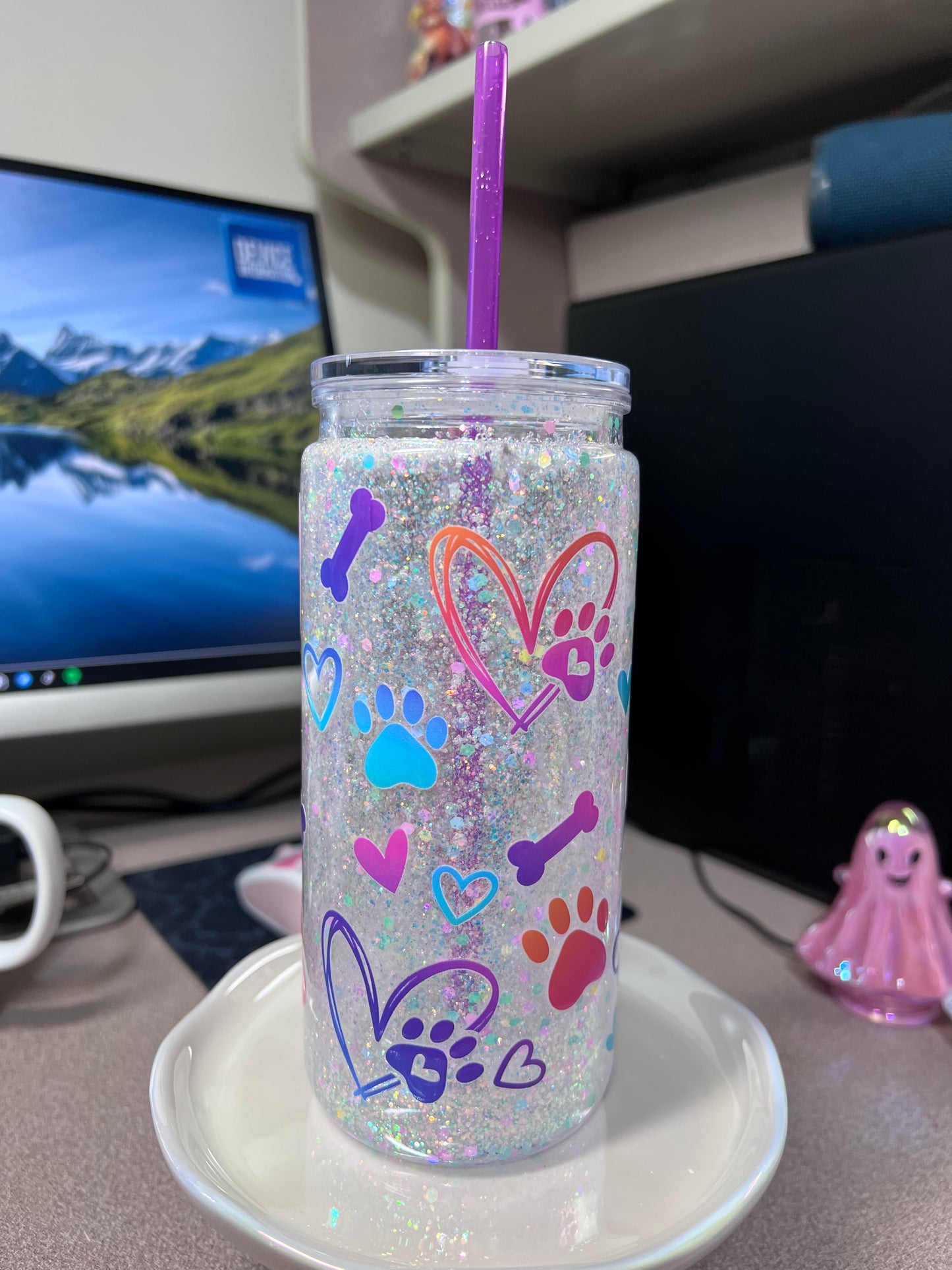20 oz ACRYLIC Suspended flow with glittered straw