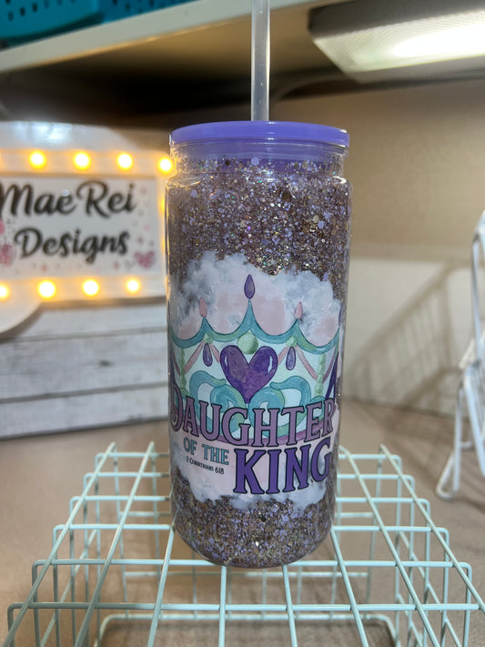20 oz oz ACRYLIC glitter globe with purple lid