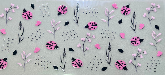 Pink Ladybugs & Flowers