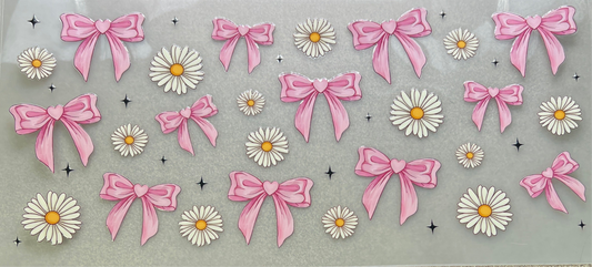 Pink bows white daisies