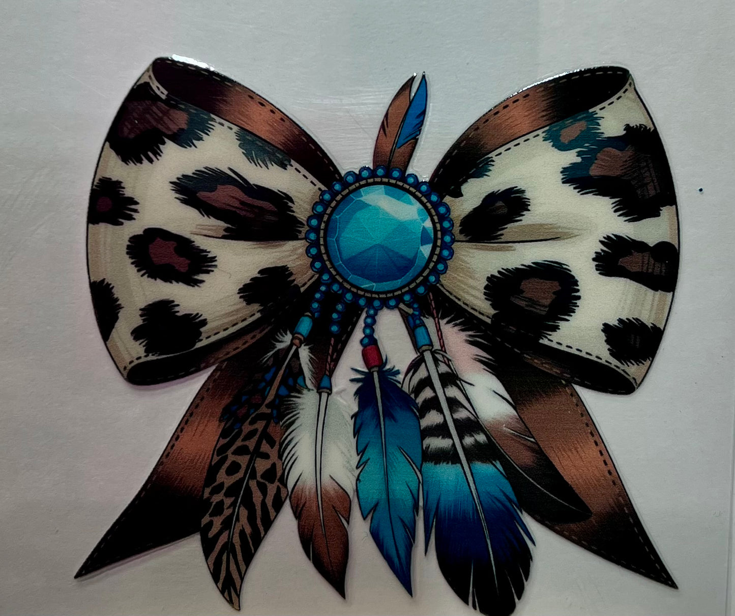 Cow Print Feather Bow