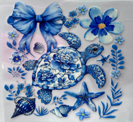Blue floral turtle