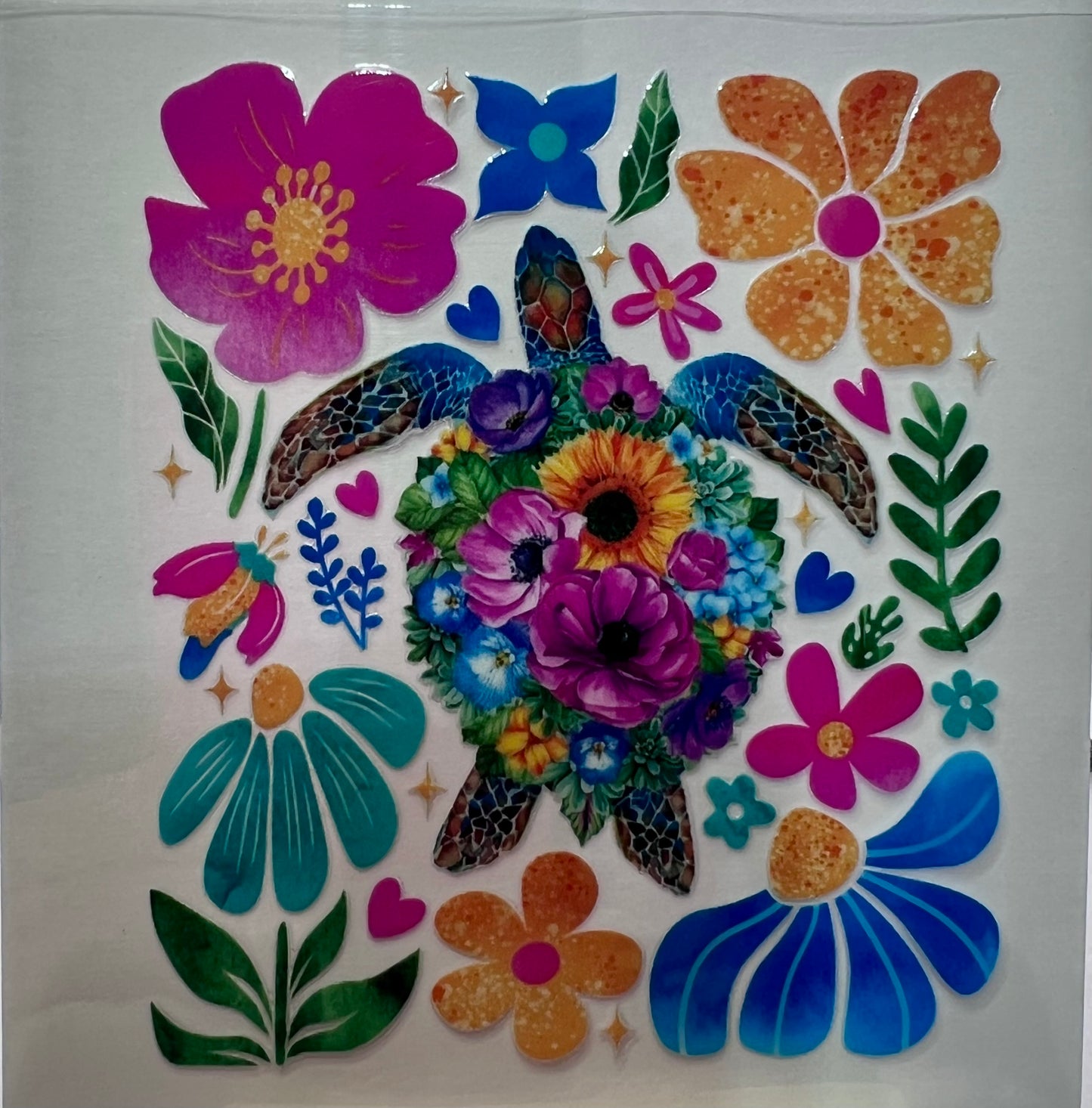 Turtle covered in flowers