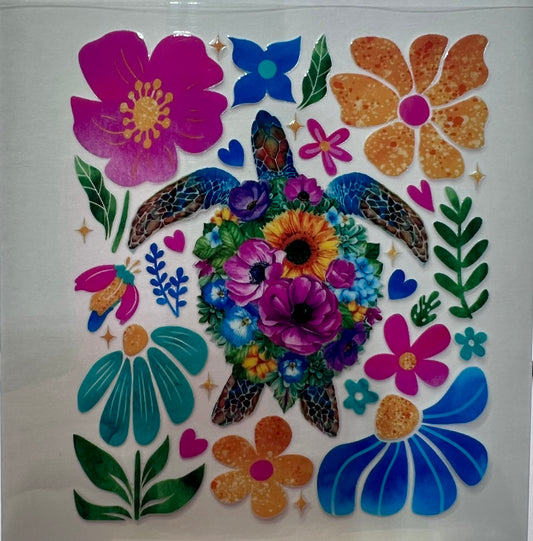 Turtle covered in flowers