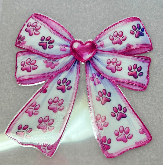 Pink Dog Paw Bow