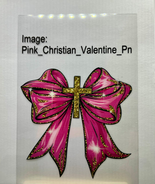 Pink bow - Gold cross