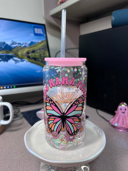 16 oz GLASS Suspended flow “This Mama Prays”