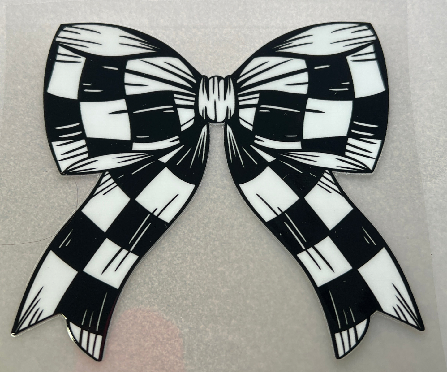 Large blk/white check bow✔️