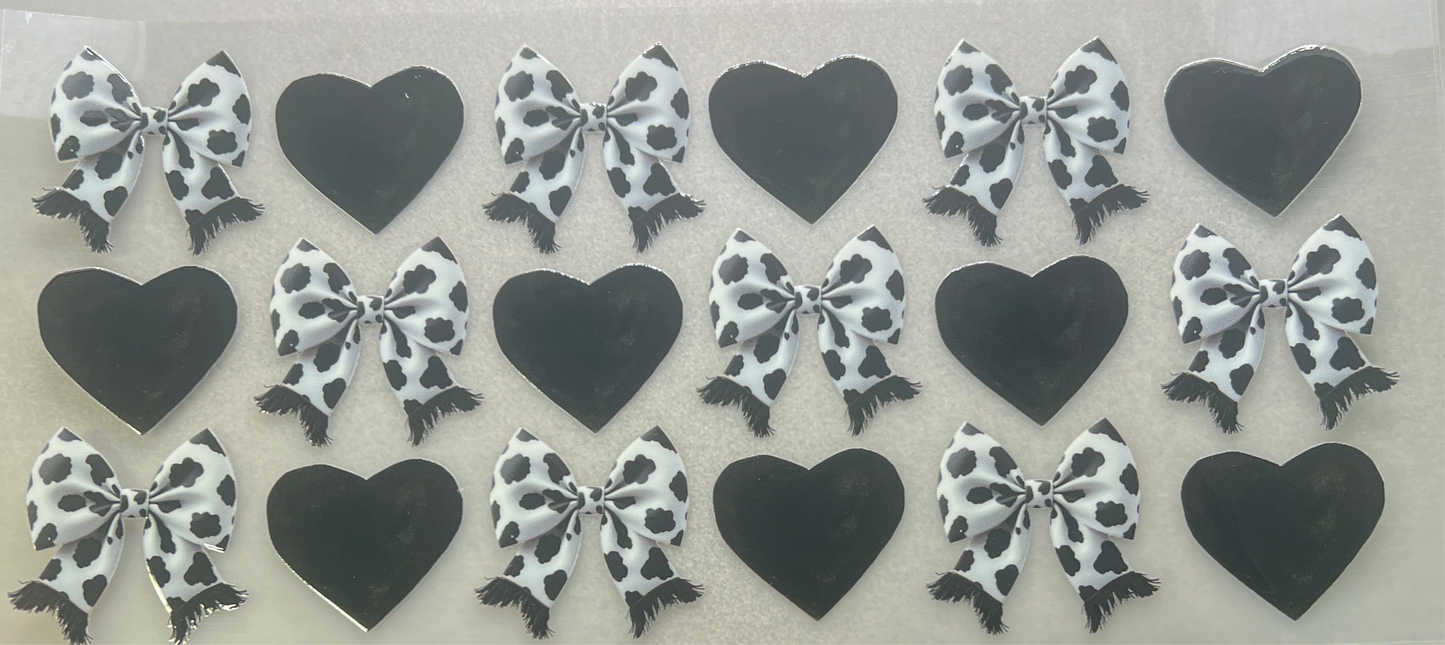 Cow print bows & Blk hearts✔️