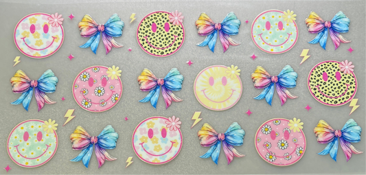 Floral smiles and tie-dye bows