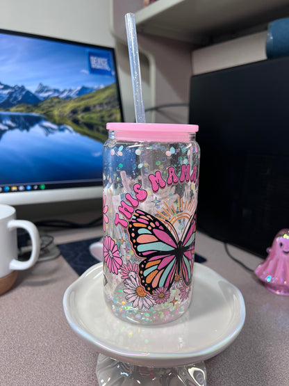 16 oz GLASS Suspended flow “This Mama Prays”