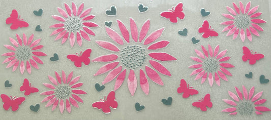 Pink Sunflowers Tiny Butterflies