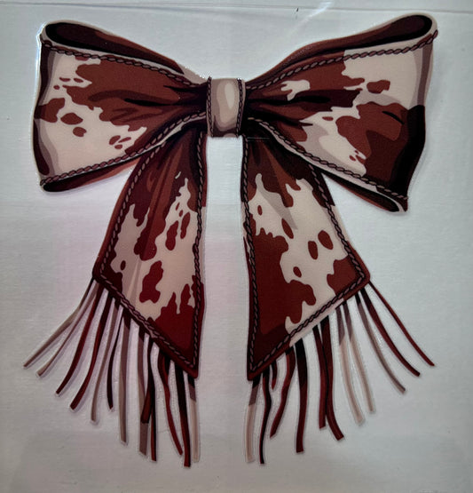 Cow Print Fringe Bow