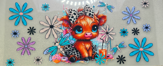 Baby cow, blue eyes, bow