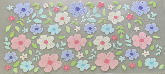 Pastel flowers and foliage