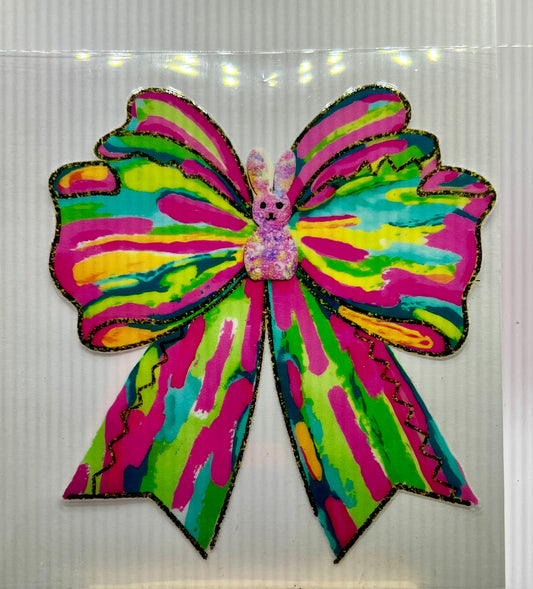 Colorful bow pink bunny