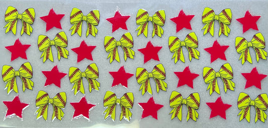 Softball Bows & Stars Wrap