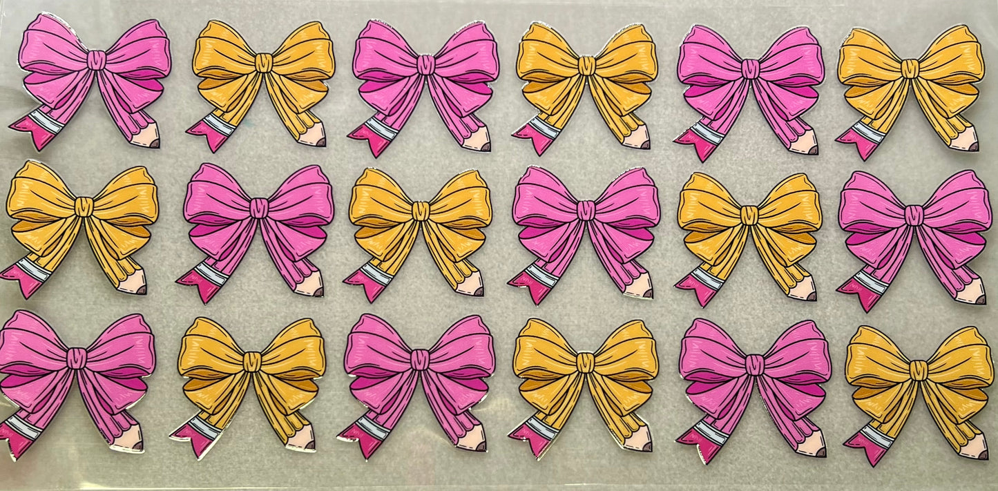 Pink/Yellow pencil bows Wrap