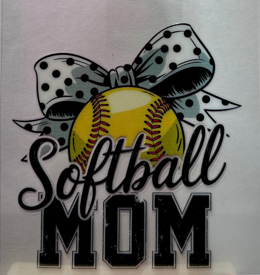 Softball Polka-Dotted Bow Decal