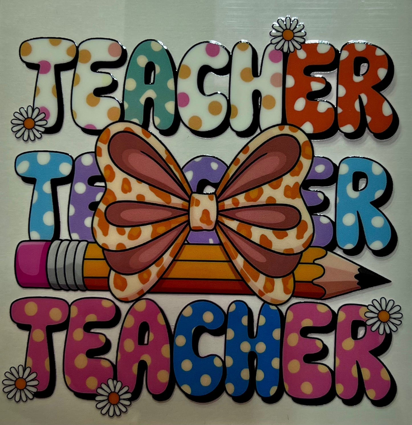 Teacher/Pencil/Bow Decal