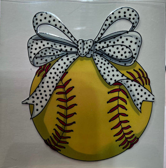 Softball Blk/White Bow Decal