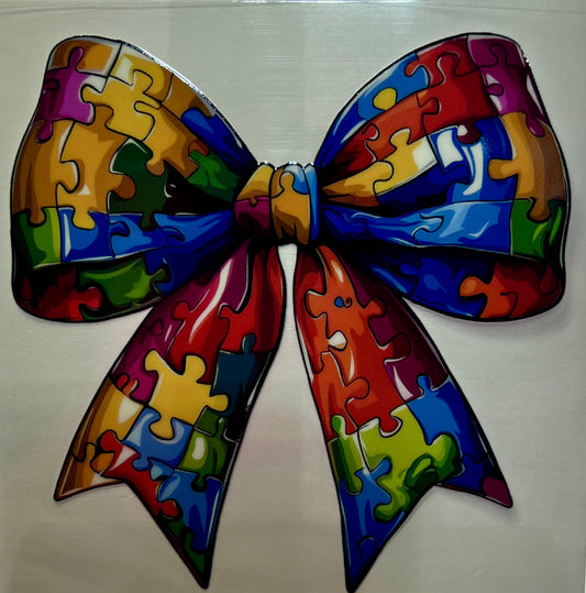 Autism Puzzle Bow Decal