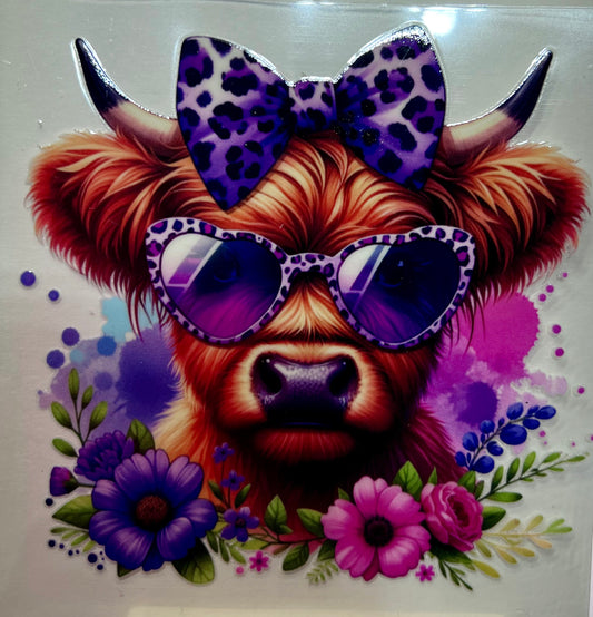 Purple flower cow Decal