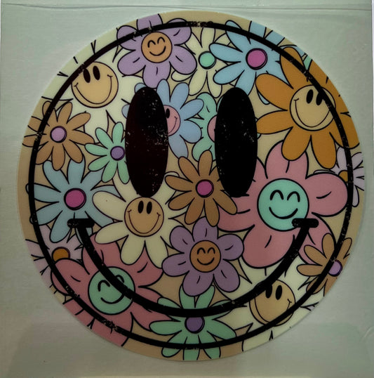 Colorful Smiley & Daisies 4 in Decal